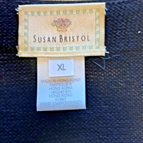 Susan Bristol XL Black Retro Vintage Vest with Bow & Button at Bottom. - Picture 2 of 10